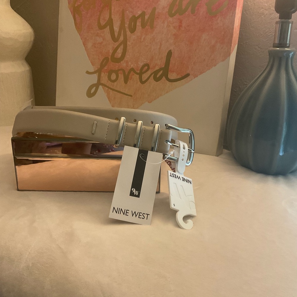 Nine West Beige Belt with Silver Buckle